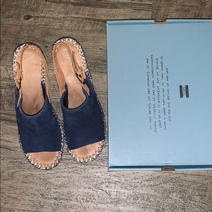 TOMS Navy Suede/leather Monica Wedges